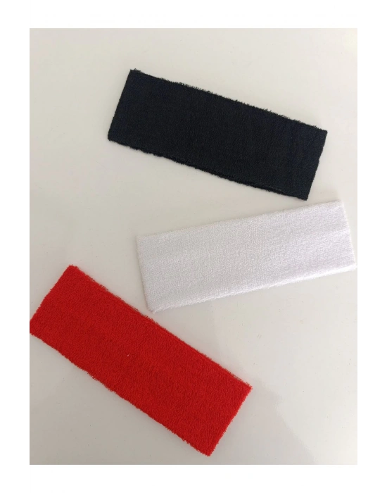 3 Farklı Renkte Geniş Havlu Sporcu Bandı Havlu Bandana Kırmızı Siyah Beyaz