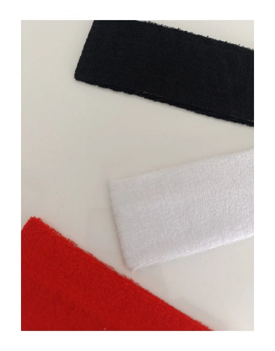 3 Farklı Renkte Geniş Havlu Sporcu Bandı Havlu Bandana Kırmızı Siyah Beyaz