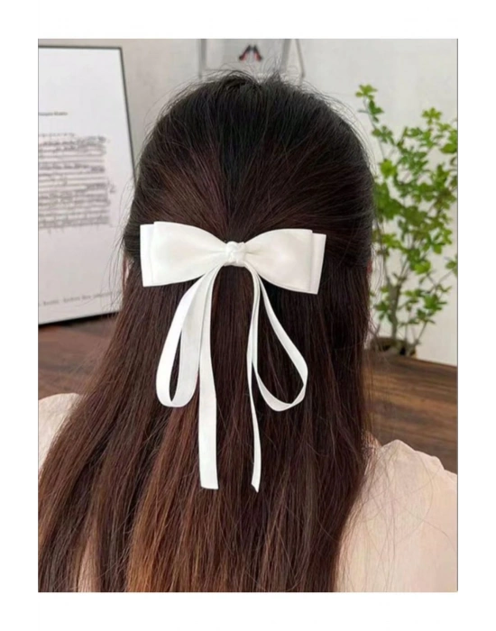 Kadın Fiyonk Beyaz Kurdele Otomatik Toka