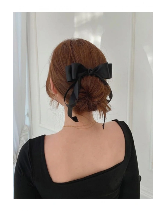 Kadın Siyah Fiyonk Otomatik Toka