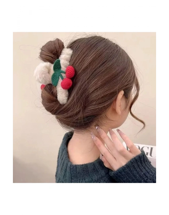 Vintage Kiraz Model Peluş Mandal Toka