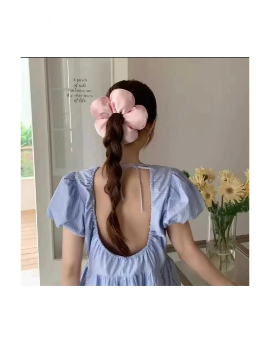 Büyük Boy Pofuduk Papatya Model Saten Kumaş Simit Toka