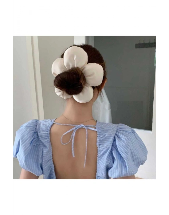 Büyük Boy Pofuduk Papatya Model Saten Kumaş Simit Toka