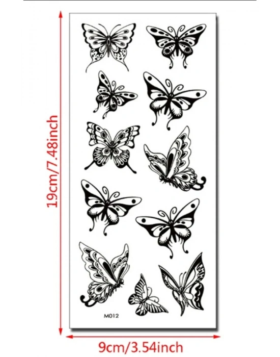 Vintage Kelebek Desen Vücut Aksesuarı Tatoo