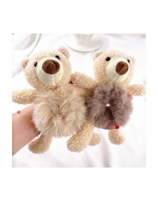 1 Adet Peluş Ayıcık Toka Tüylü Simit Toka Topuz Tokası