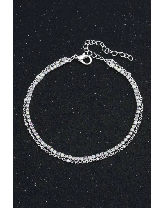 Gümüş Kristal Taşlı Halhal Seti