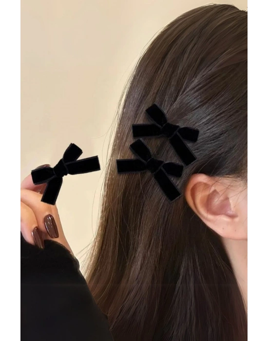 SİYAH Kadife Pens Toka 2 Adet