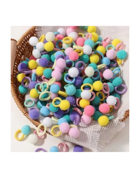 20 Adet Mini Ponponlu Lastik Toka