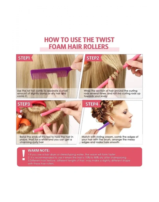 10 Adet Sosis Bigudi Isısız Saç Şekillendirici