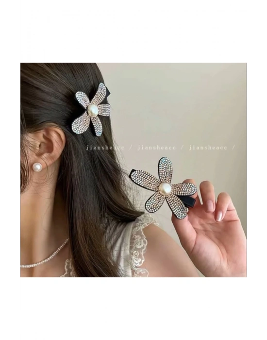 Vintage İkili Taşlı Çiçek Pens Toka