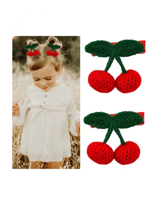 Lily Kız Çocuk Örgü Kiraz Pens Toka