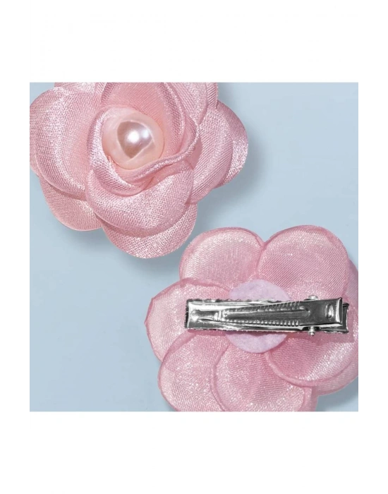 2 Adet İncili Gül Pens Toka