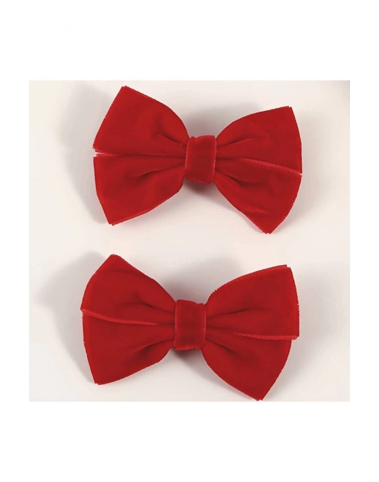 2 Adet Kırmızı Kadife Pens Toka