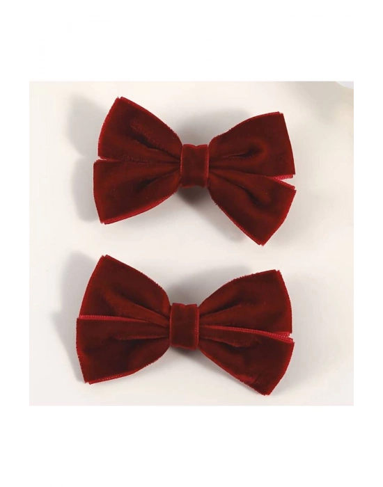 2 Adet Bordo Kadife Pens Toka