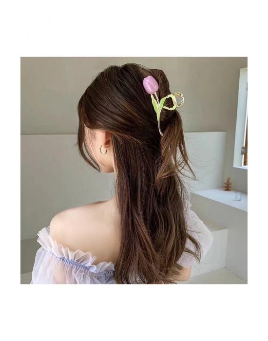 Kadın Gold Lale Model Metal Mandal Toka