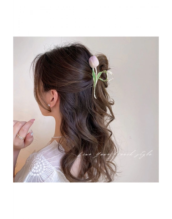 Kadın Gold Lale Model Metal Mandal Toka