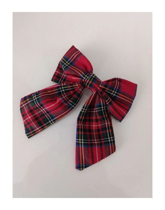 Lily Kız Çocuk Kırmızı Ekose Otomatik Klipsli Toka