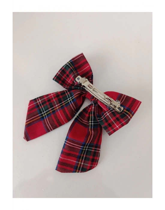 Lily Kız Çocuk Kırmızı Ekose Otomatik Klipsli Toka