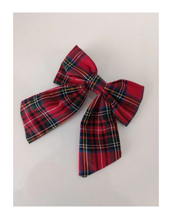 Lily Kız Çocuk Kırmızı Ekose Otomatik Klipsli Toka