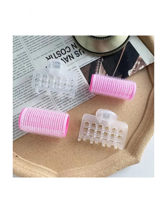 2 Adet Şeffaf Mandallı Cırt Cırtlı Bigudi