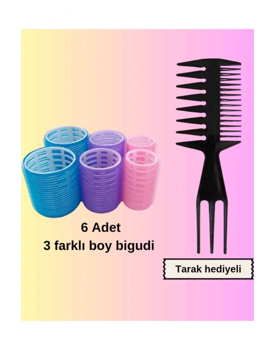 3 Boyda Toplam 6 Adet Bigudi