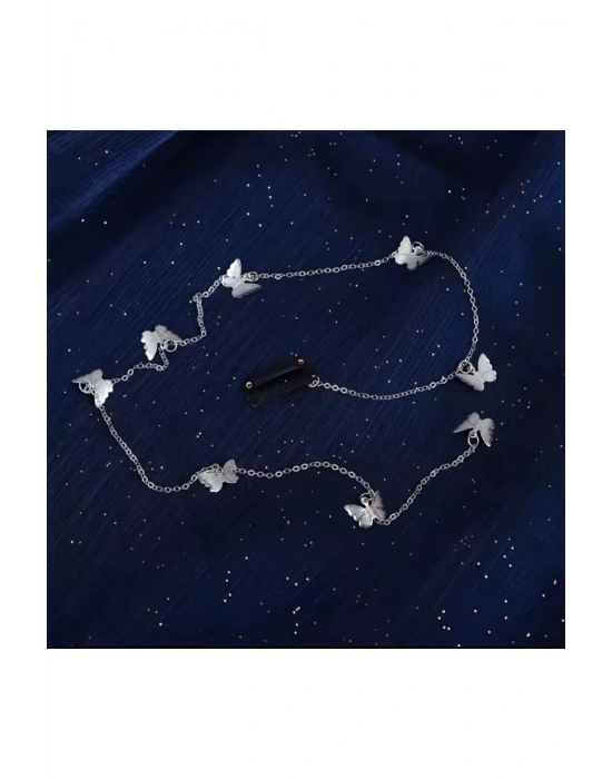 Vintage Kelebekli Saç Zinciri Çıtçıtlı Saç Zinciri Aksesuarı