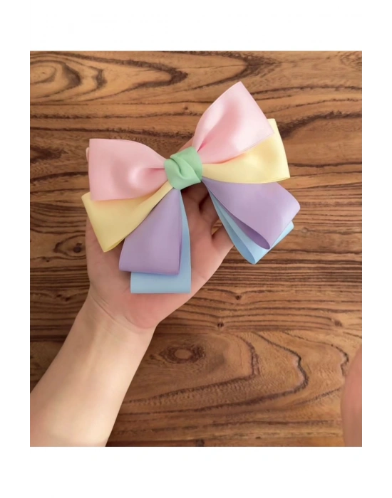 Lily Kız Çocuk Saten Rengarenk Toka Otomatik Klipsli Toka