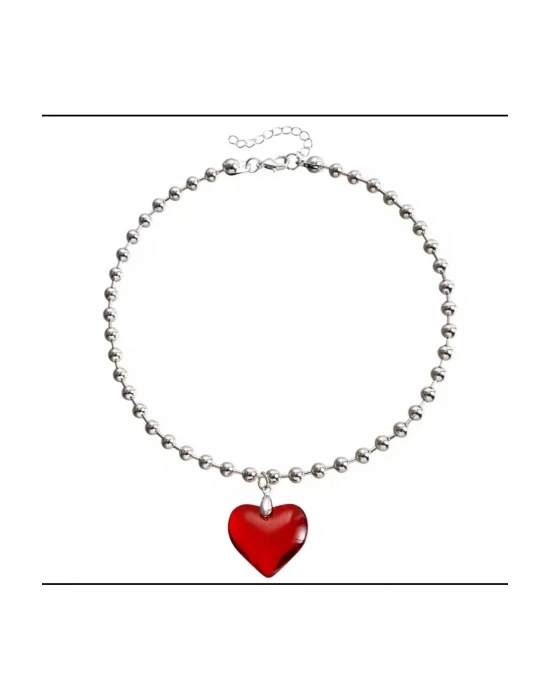 Kalp Figürlü Top Zincir Kolye