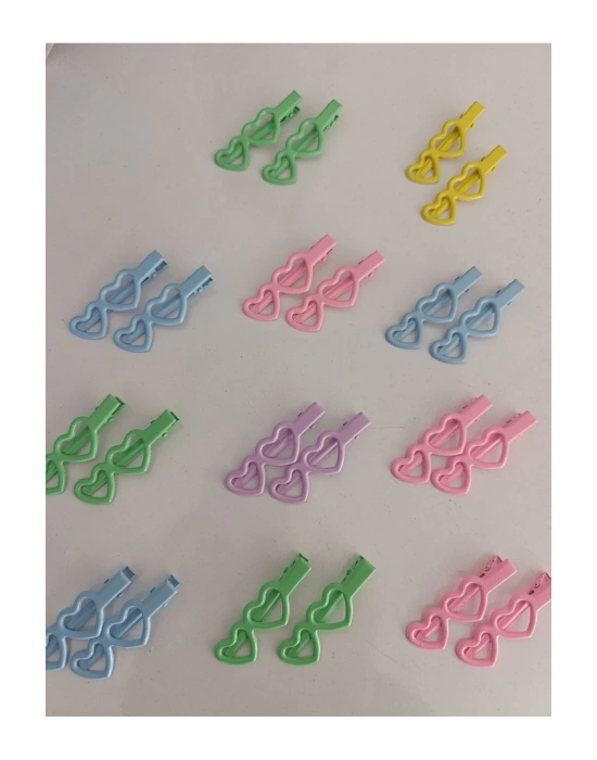 Lily Kız Çocuk 3 Çift İkili Kalp Metal Pens Toka