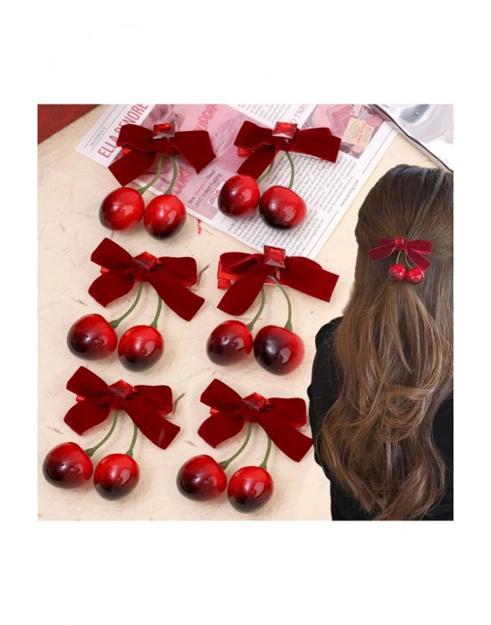 1 Çift Kadife Taşlı Kiraz Toka