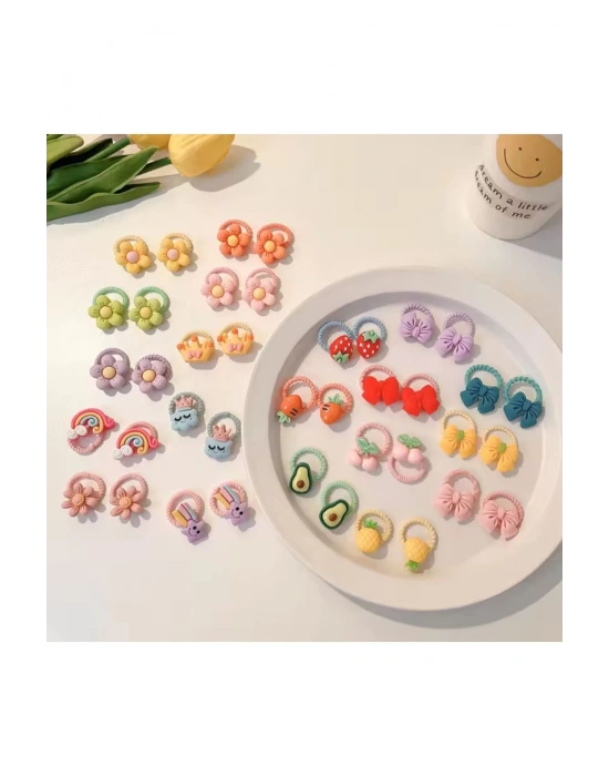 Lily Kız Bebek Çocuk 10 Çift Minimal Lastikli Figürlü Toka