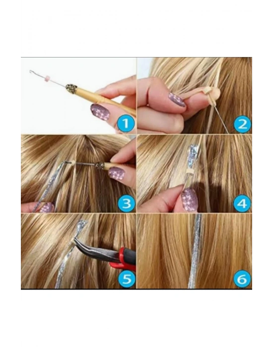 Kaynak Boncuğu Hediyeli Hair Tinsel Gelin Teli Saç Simi Aksesuarı