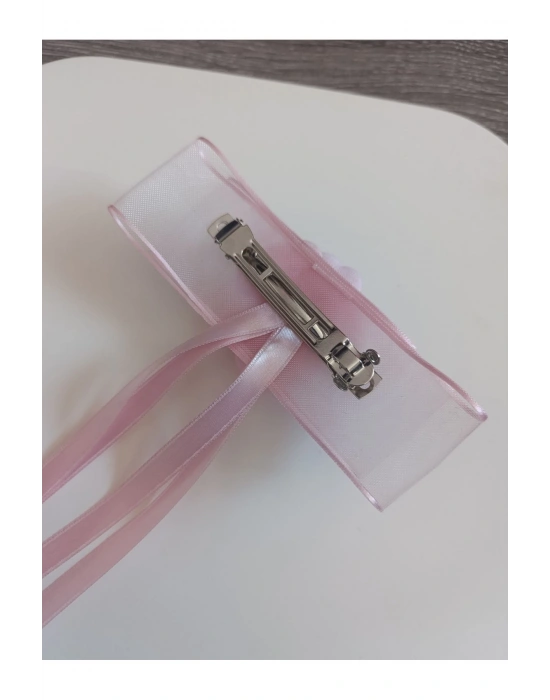 Kız Çocuk Şifon Kurdeleli Sallantılı Otomatik Klipsli Toka