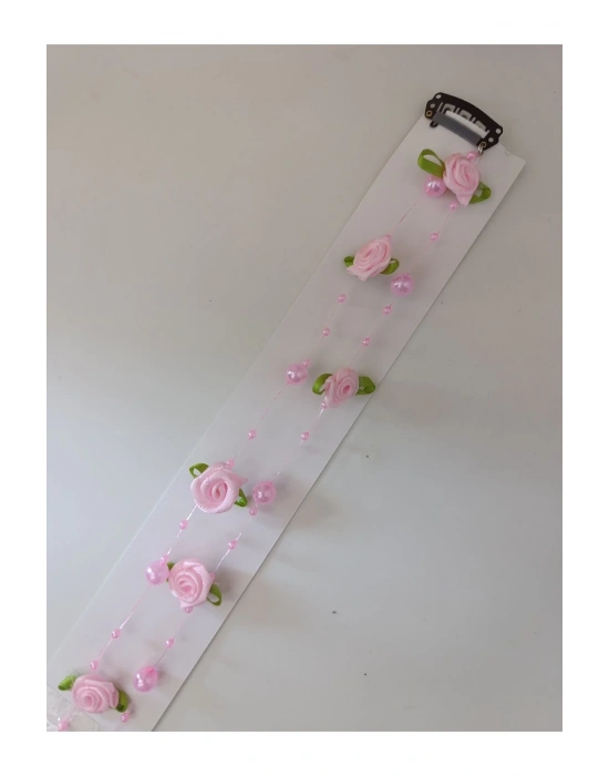 Boncuklu Saç İpi Gül Figürlü Toka