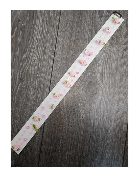 Boncuklu Saç İpi Gül Figürlü Toka