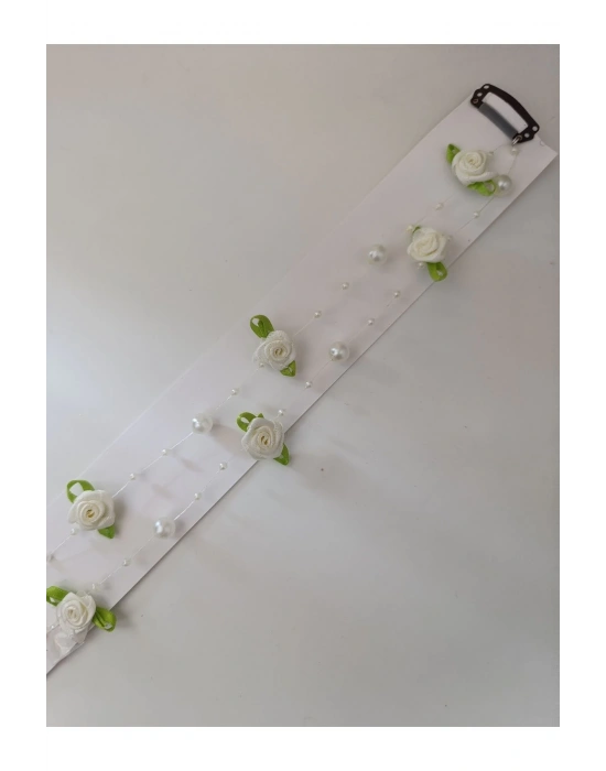 Boncuklu Saç İpi Gül Figürlü Toka