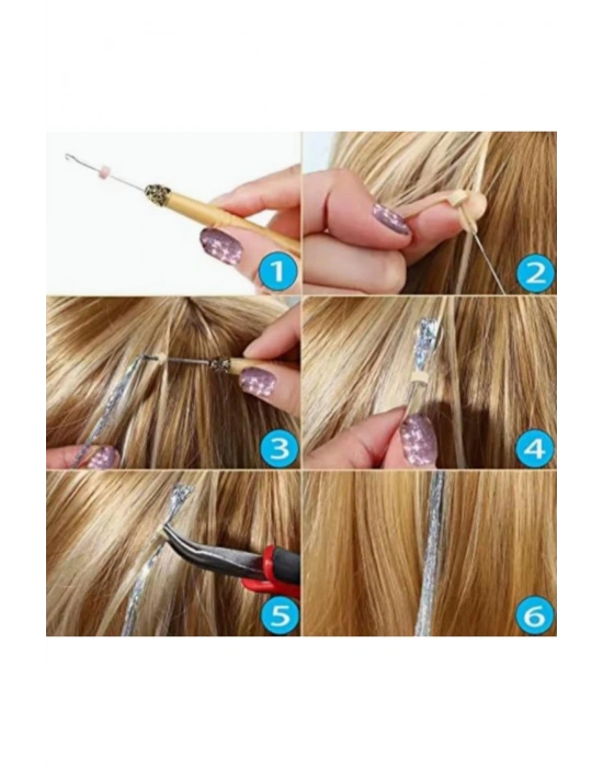 Saç Kaynak Boncuğu Seti,Kaynak Pensesi-100 Adet Kaynak Boncuğu-Kaynak Boncuğu Tığı