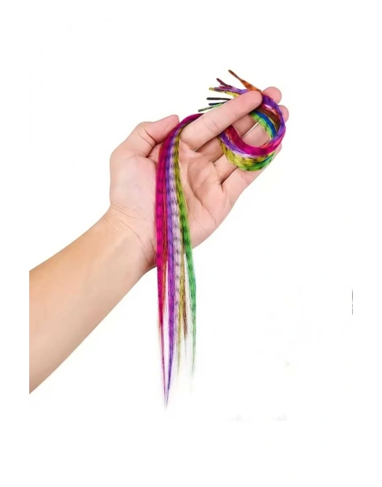 10 Adet Farklı Renklerde Keratinli Sentetik Sülün Tüyü Tak Çıkar Saç Postişi