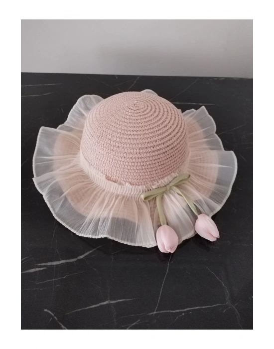 Lily Kız Çocuk 3-6 Yaş Uyumlu Hasır Şapka Çap 53 cm