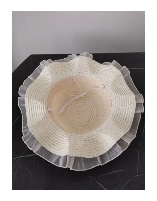 Lily Kız Çocuk 3-6 Yaş Uyumlu Hasır Şapka Çap 53 cm