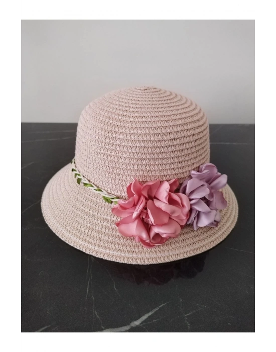 Lily Kız Çocuk 3-6 Yaş Uyumlu Hasır Şapka Çap 53 cm