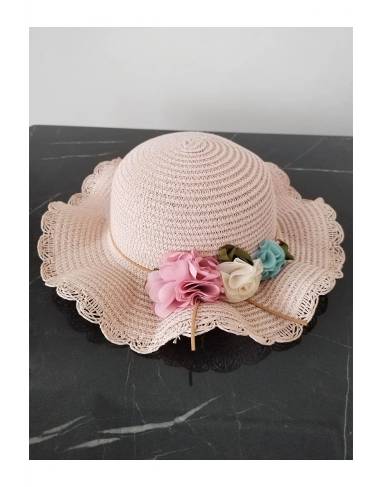 Lily Kız Çocuk 3-6 Yaş Uyumlu Hasır Şapka Çap 53 cm