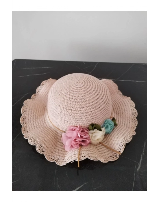Lily Kız Çocuk 3-6 Yaş Uyumlu Hasır Şapka Çap 53 cm