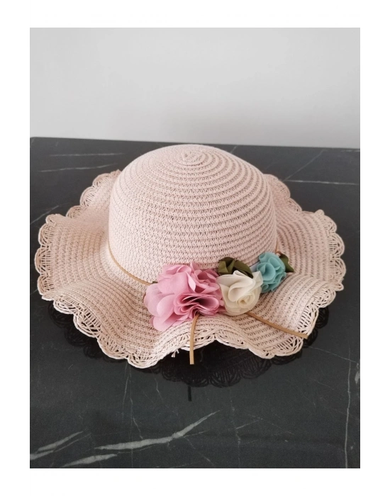 Lily Kız Çocuk 3-6 Yaş Uyumlu Hasır Şapka Çap 53 cm