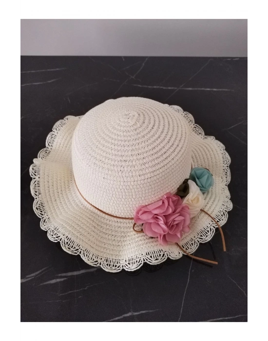 Lily Kız Çocuk 3-6 Yaş Uyumlu Hasır Şapka Çap 53 cm
