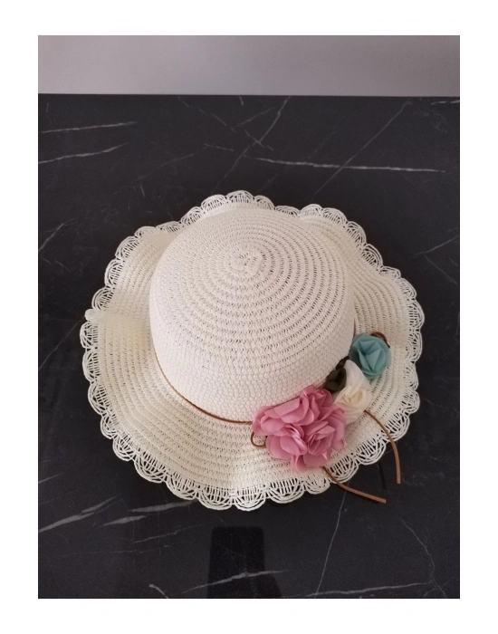 Lily Kız Çocuk 3-6 Yaş Uyumlu Hasır Şapka Çap 53 cm