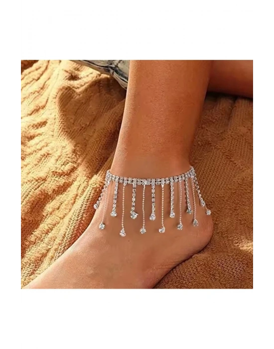 Vintage Kristal Sallantılı Halhal