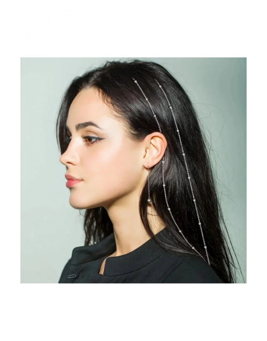 Kadın Top Boncuklu Saç Zinciri Saç Aksesuarı