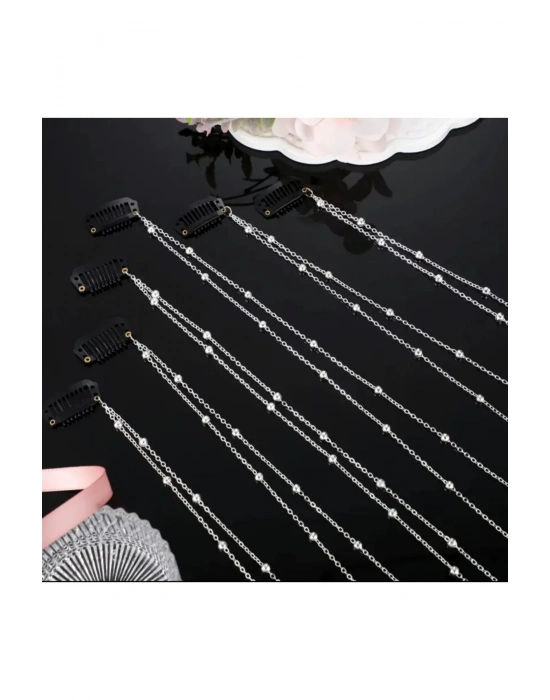 Kadın Top Boncuklu Saç Zinciri Saç Aksesuarı