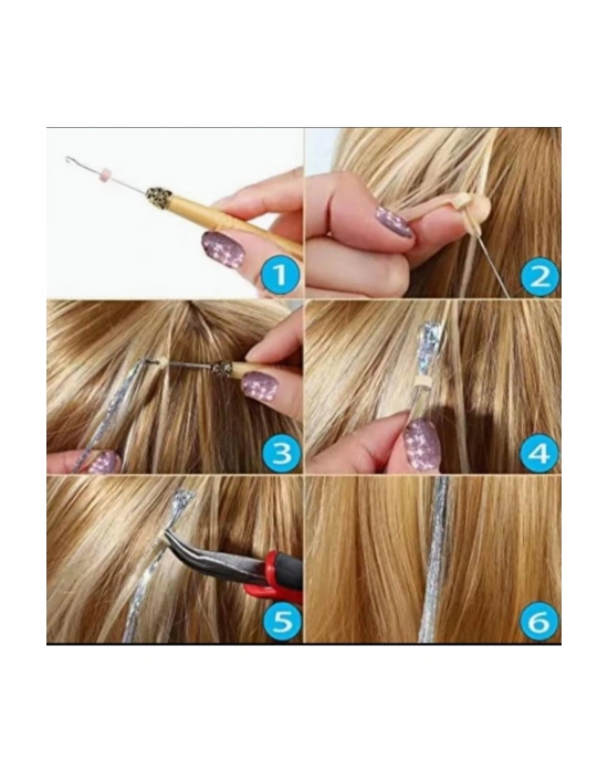 100 Adet Koyu Kahverengi Saç Kaynak Boncuğu Tinsel Takma Boncuğu